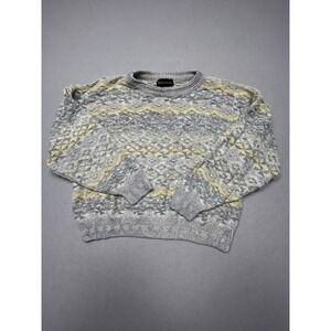 Conte‎ di Milano Sweater Cotton Blend Grey Yellow Blue M Mens